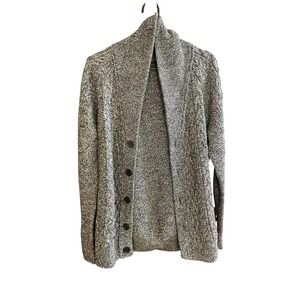 ZARA MAN Chunky Knit Shawl Collar Cardigan Sweater Grey Black Size‎ L